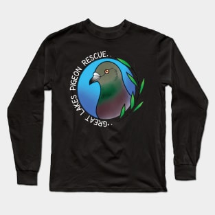 Great Lakes Pigeon Rescue Logo - White Letters Long Sleeve T-Shirt